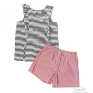 NWT Gabby Size 6 Junebug Set In Grey & Red Stripe